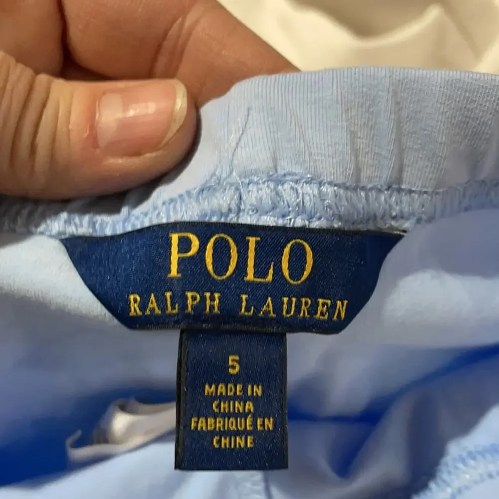 Ralph Lauren 5 light blue cotton spandex floral ankle embroidered legging euc